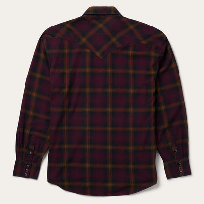 Black Wine Plaid Flannel Western Shirt | Stetson Wine