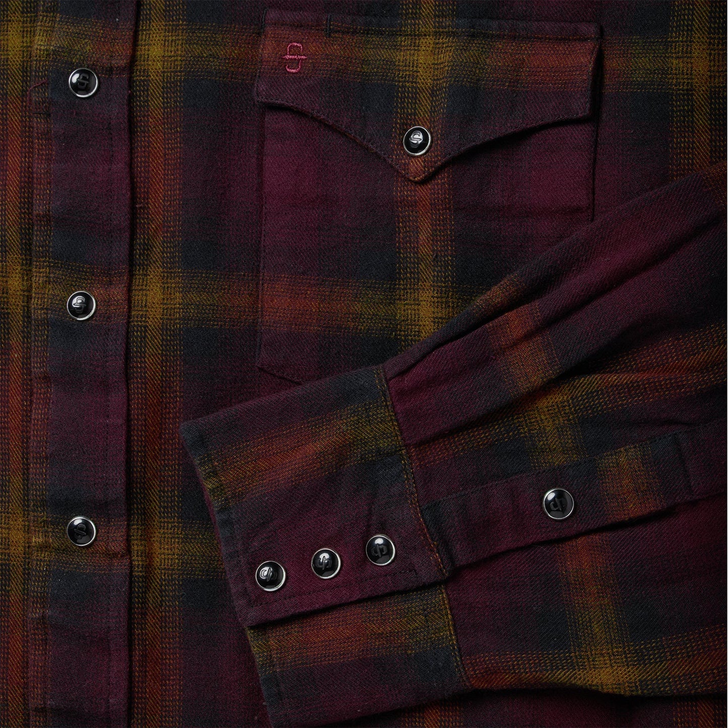 Black Wine Plaid Flannel Western Shirt | Stetson Wine