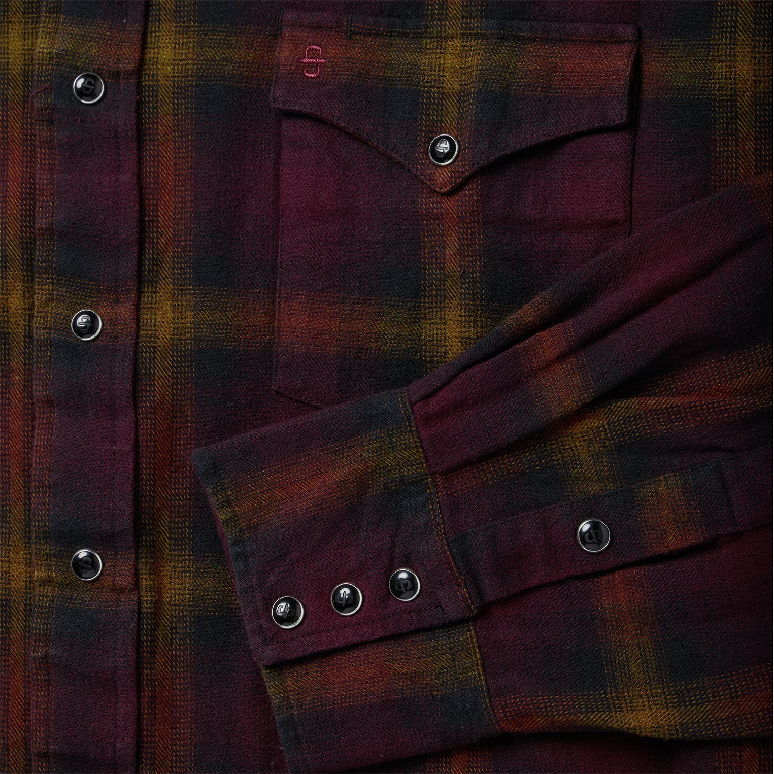 Black Wine Plaid Flannel Western Shirt | Stetson Wine