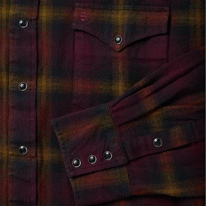 Black Wine Plaid Flannel Western Shirt | Stetson Wine
