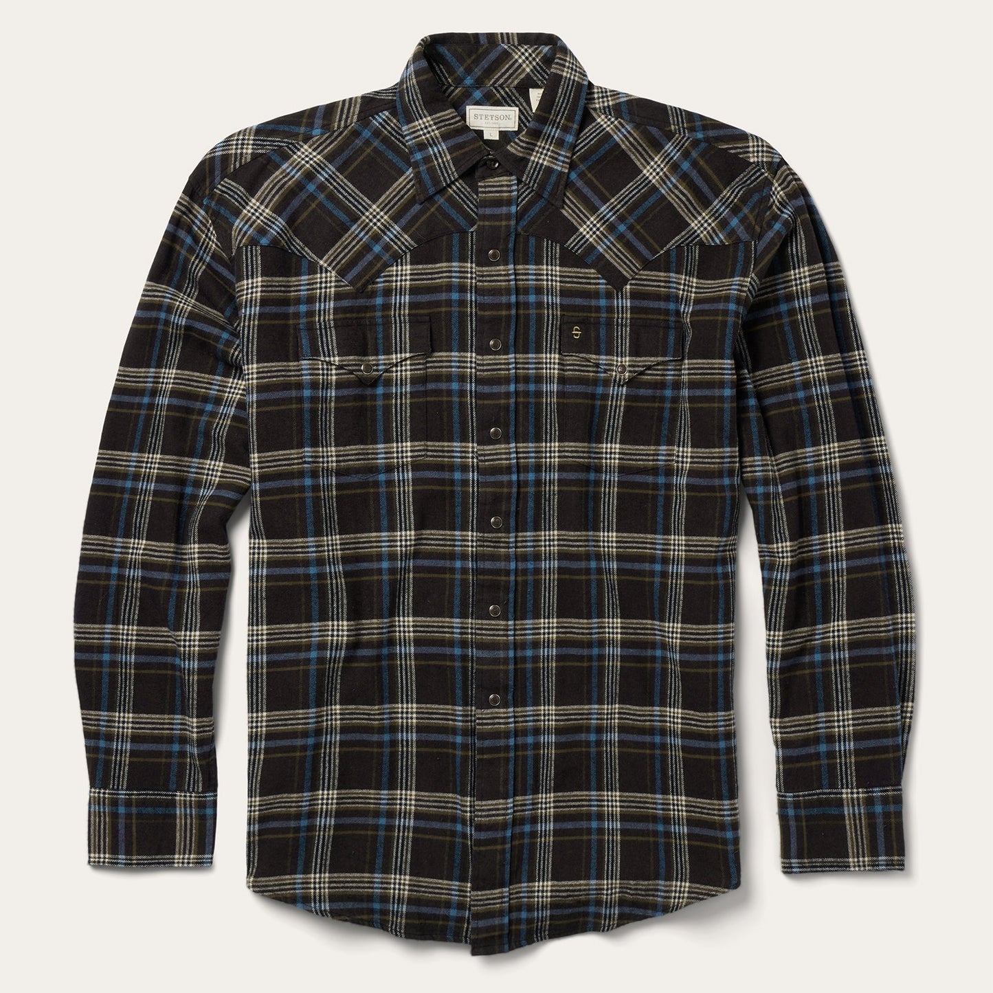 Brown Plaid Flannel Western Shirt | Stetson Brown