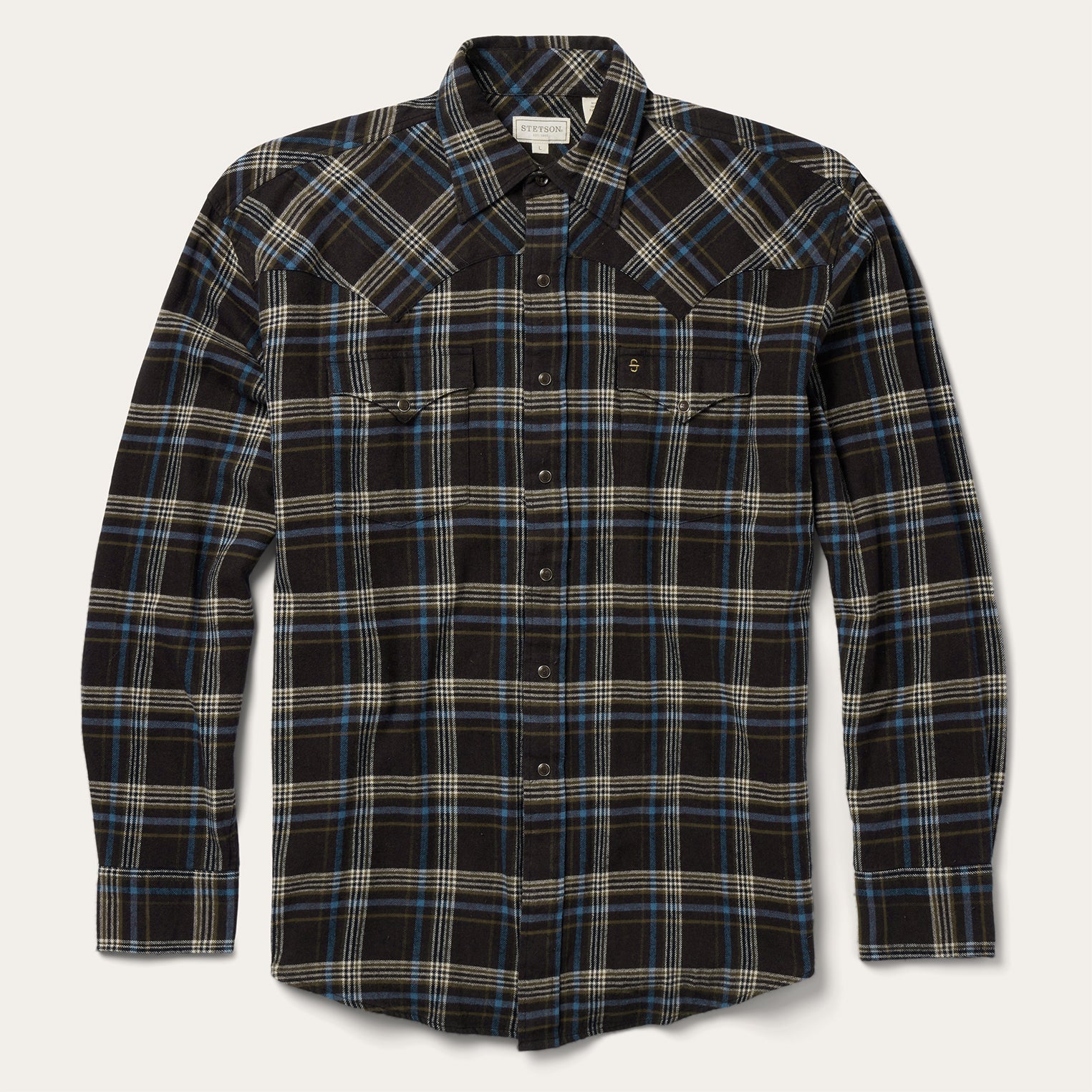 Brown Plaid Flannel Western Shirt | Stetson Brown