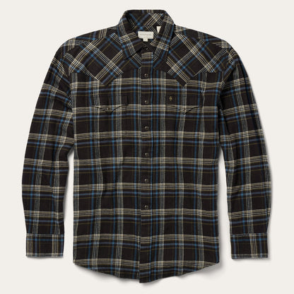 Brown Plaid Flannel Western Shirt | Stetson Brown