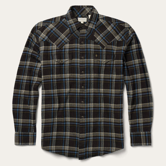 Brown Plaid Flannel Western Shirt | Stetson Brown