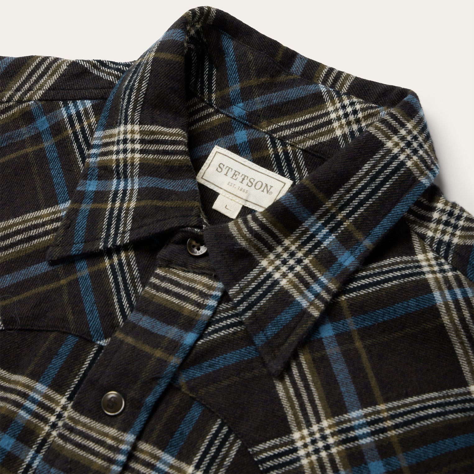 Brown Plaid Flannel Western Shirt | Stetson Brown