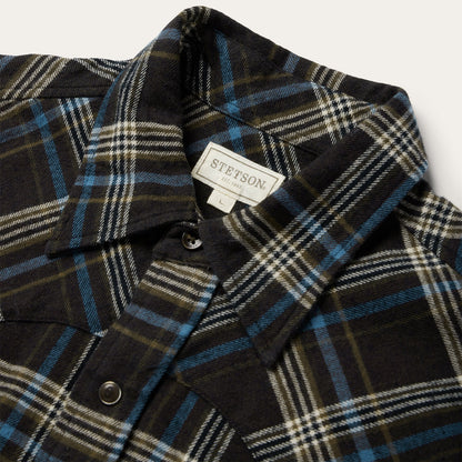 Brown Plaid Flannel Western Shirt | Stetson Brown