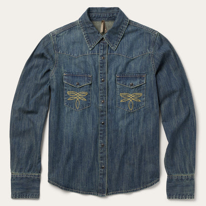 Dirty Denim Boyfriend Fit Shirt | Stetson Blue