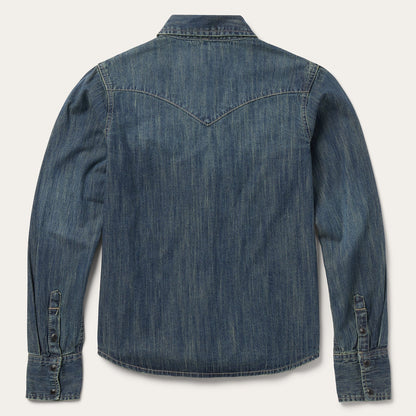 Dirty Denim Boyfriend Fit Shirt | Stetson Blue
