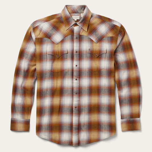 Rust Plaid Flannel Western Shirt | Stetson Brown