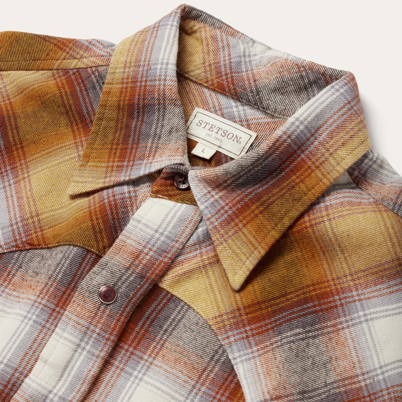 Rust Plaid Flannel Western Shirt | Stetson Brown