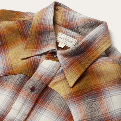 Rust Plaid Flannel Western Shirt | Stetson Brown