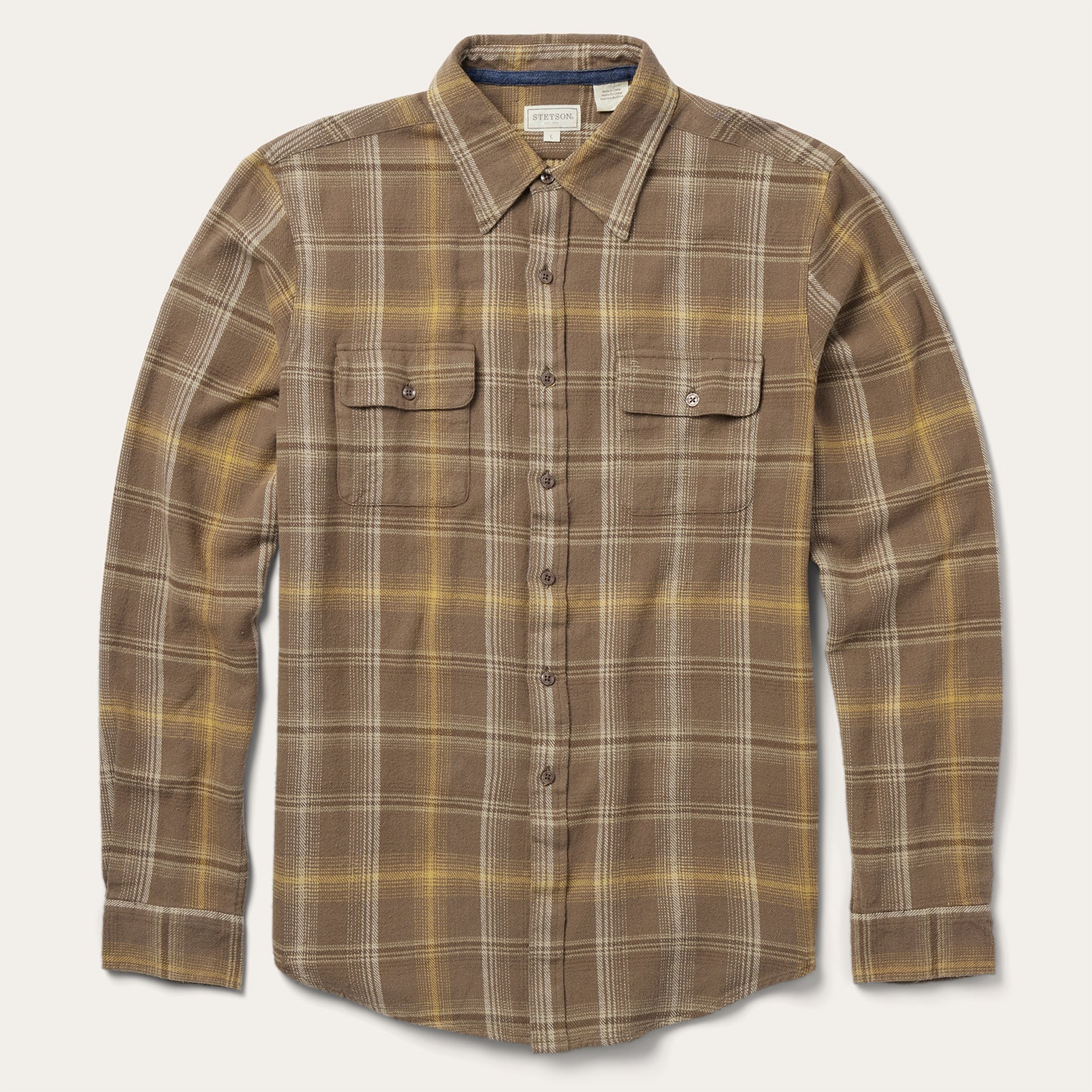 Brown Flannel Button-Front Shirt | Stetson Brown