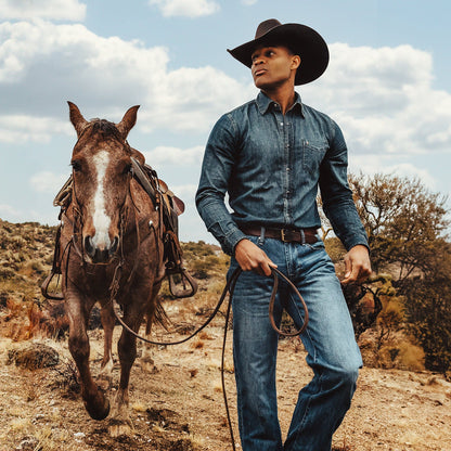 Dark Denim Western Shirt | Stetson Blue