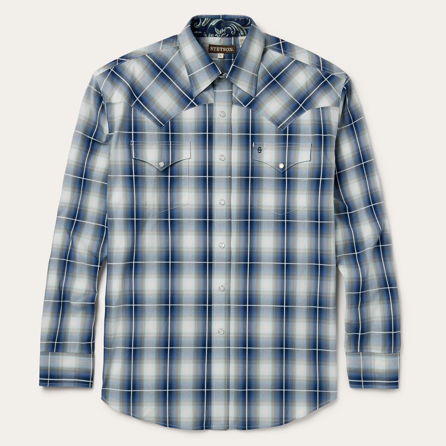 Crystal Plaid Western Shirt | Stetson Blue