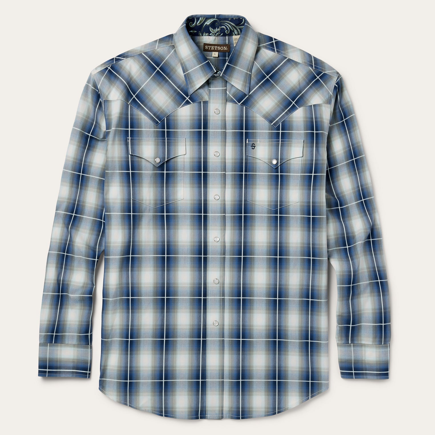 Crystal Plaid Western Shirt | Stetson Blue