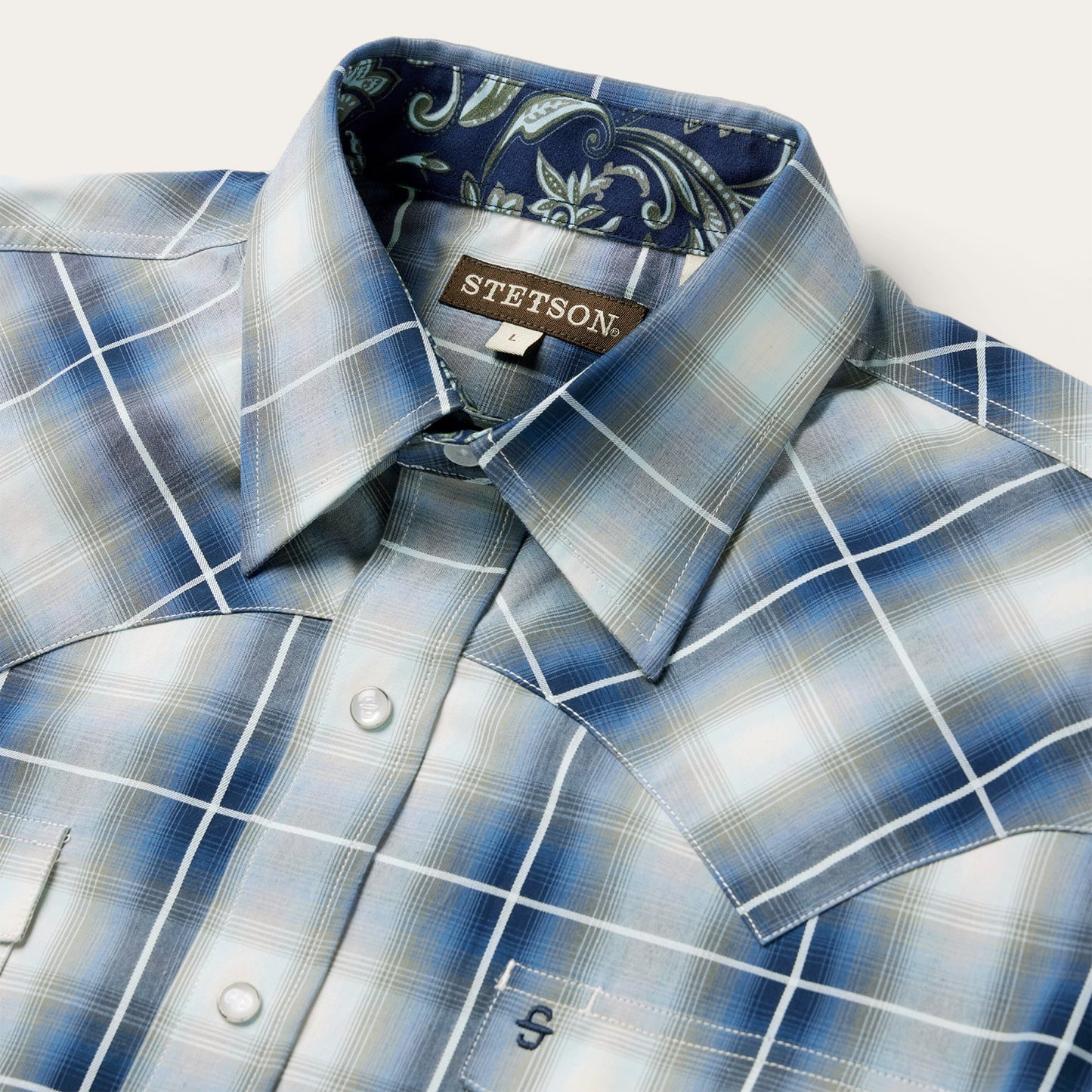 Crystal Plaid Western Shirt | Stetson Blue