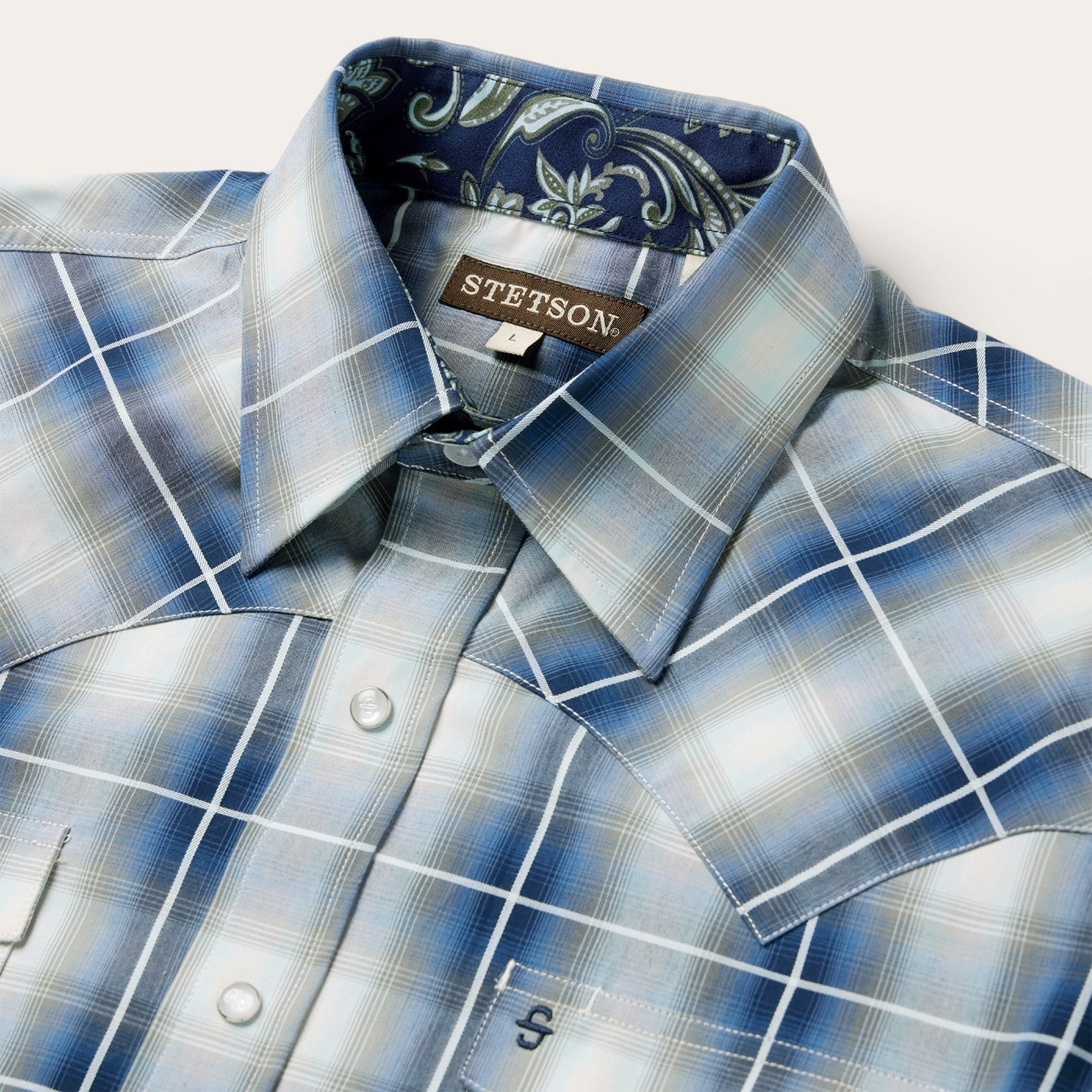 Crystal Plaid Western Shirt | Stetson Blue