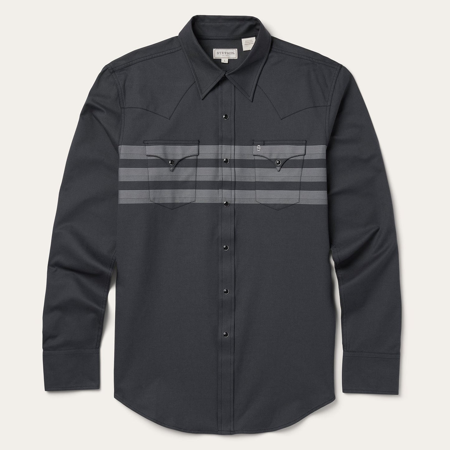 Border Stripe Twill Western Shirt | Stetson Black