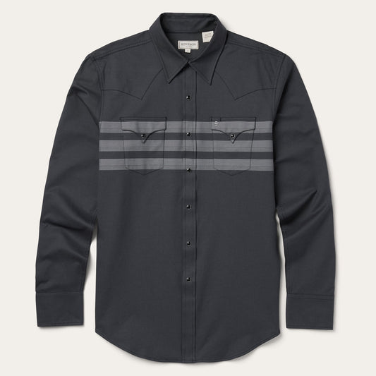 Border Stripe Twill Western Shirt | Stetson Black