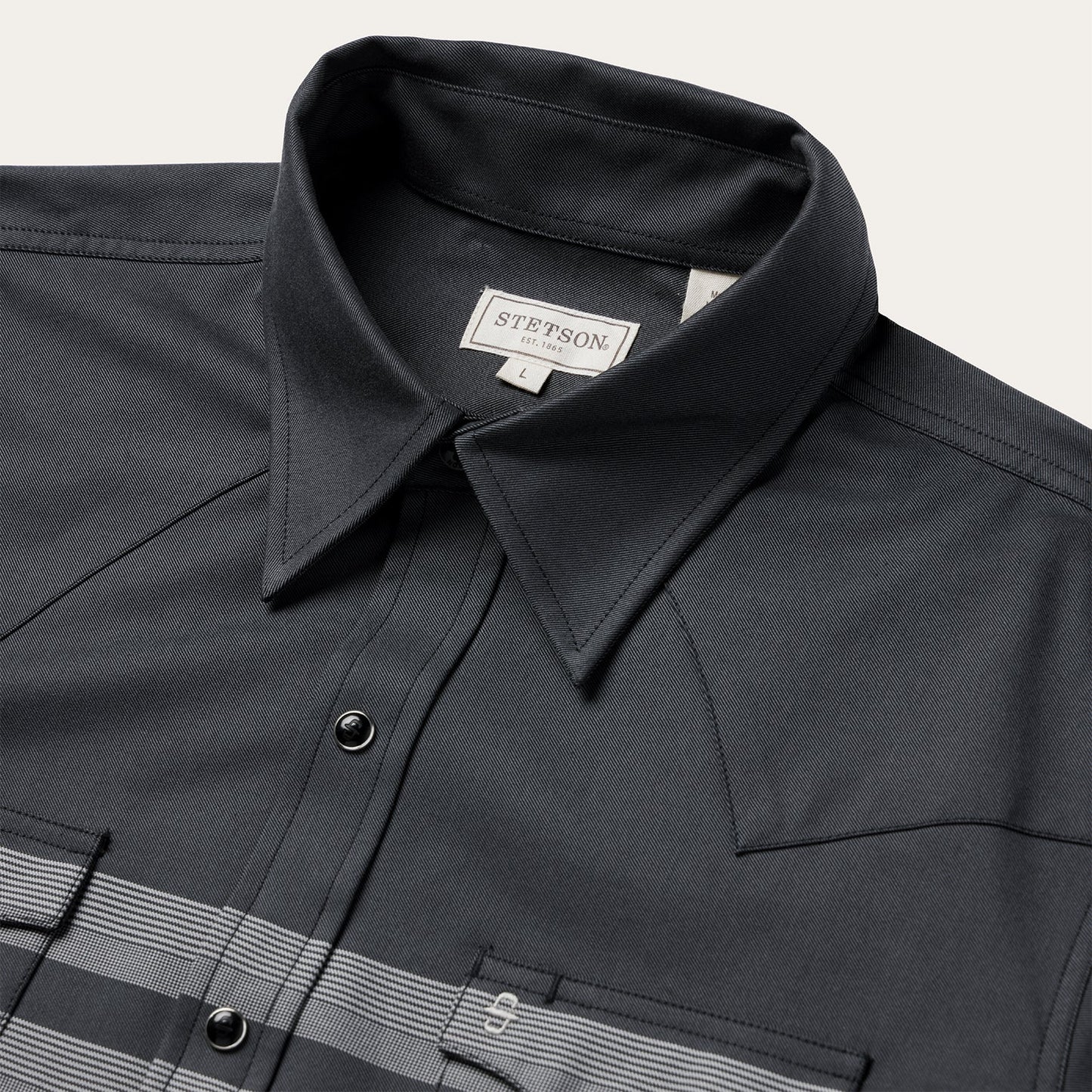 Border Stripe Twill Western Shirt | Stetson Black