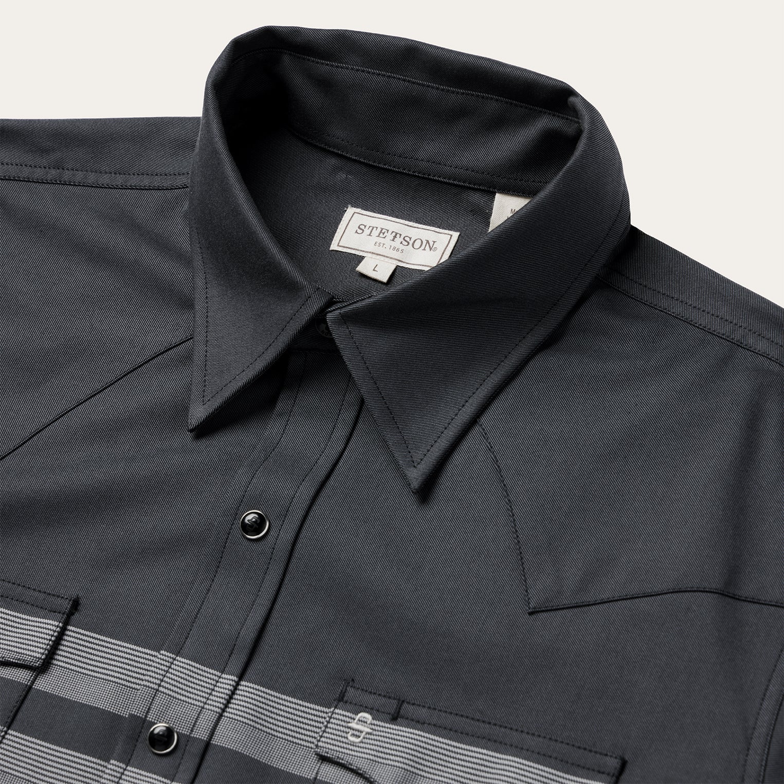 Border Stripe Twill Western Shirt | Stetson Black