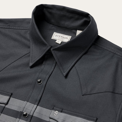 Border Stripe Twill Western Shirt | Stetson Black