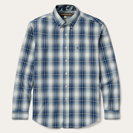 Crystal Plaid Button Down Shirt | Stetson Blue