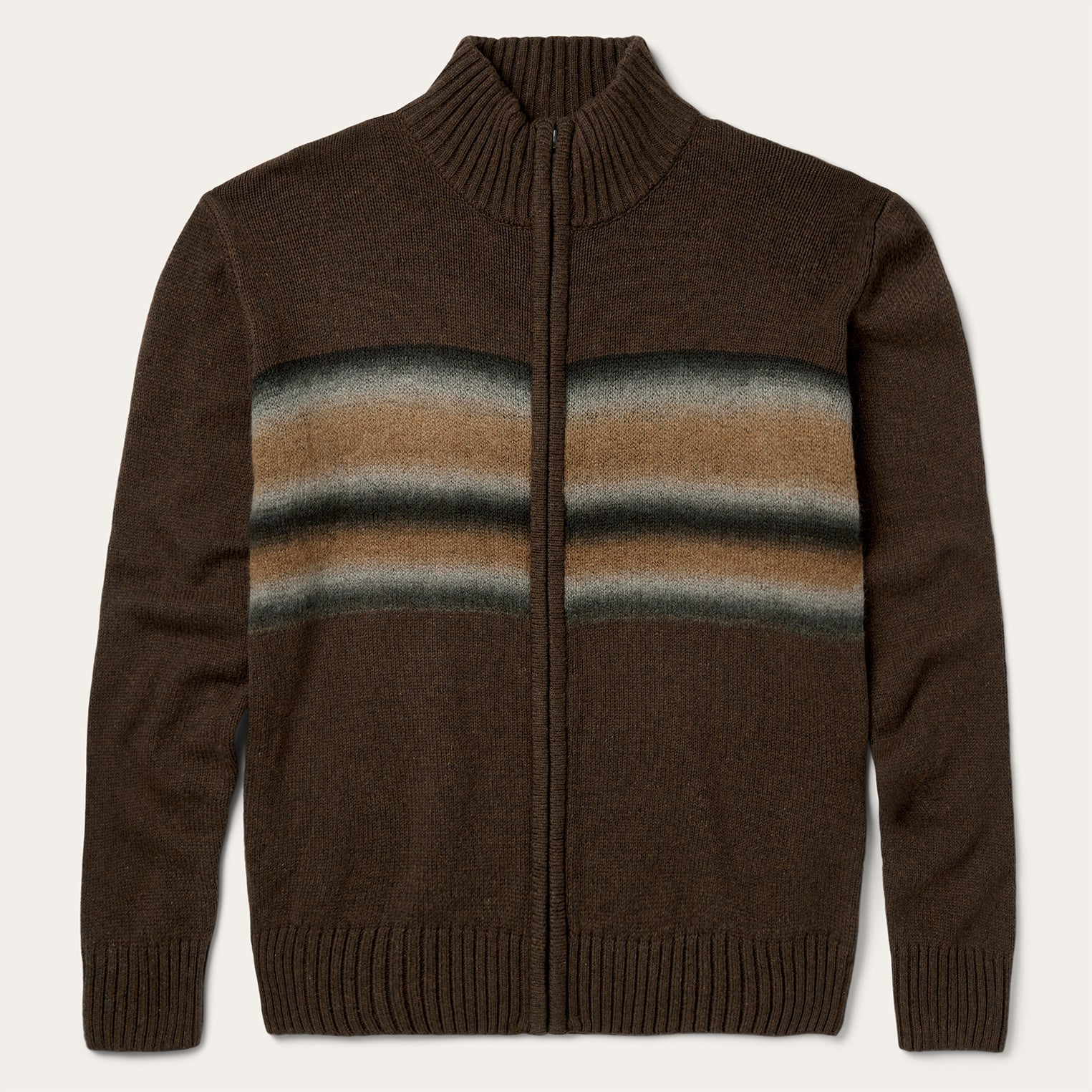 Ombre Border Stripe Cardigan | Stetson Brown