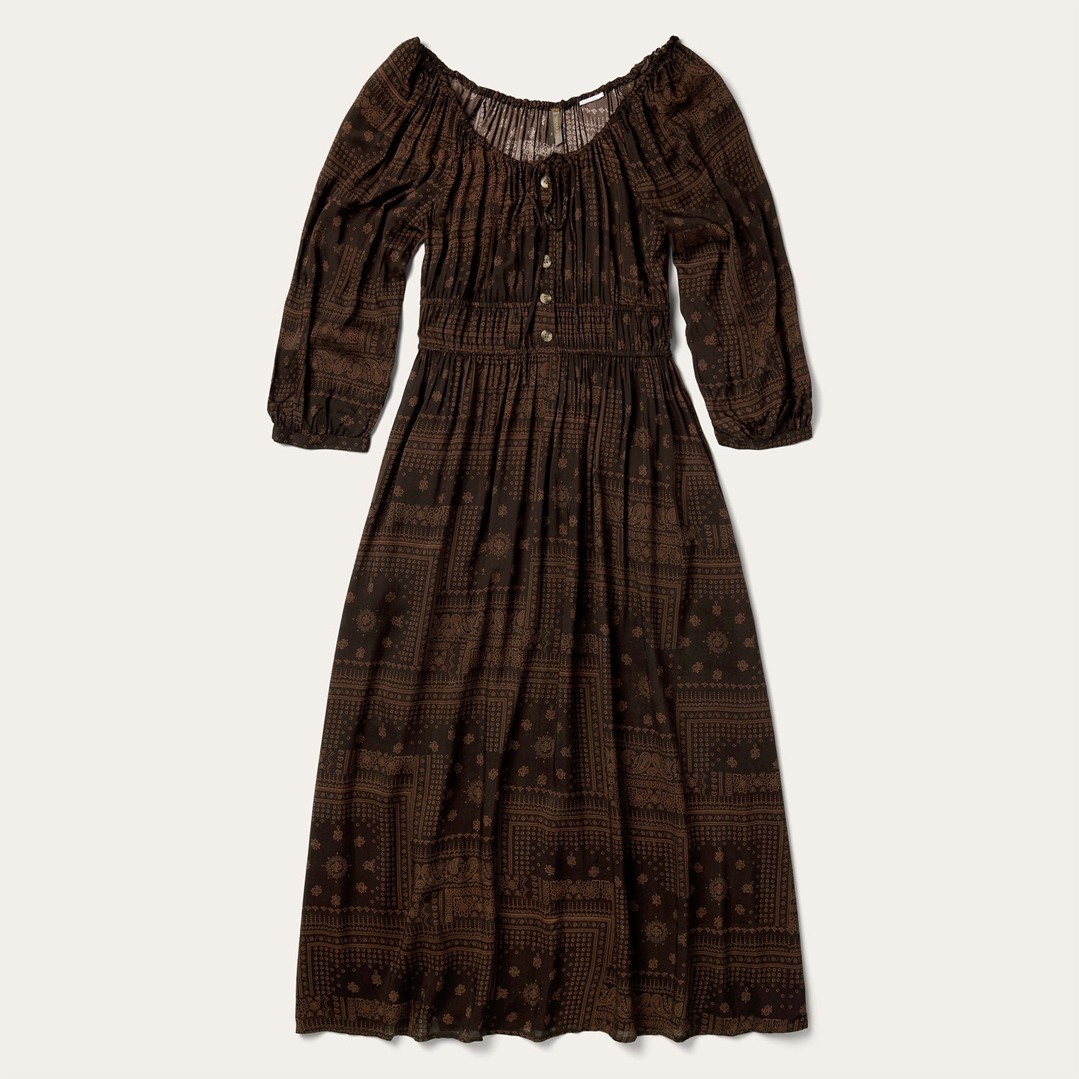 Patchwork Bandana Print Dress | Stetson Brown