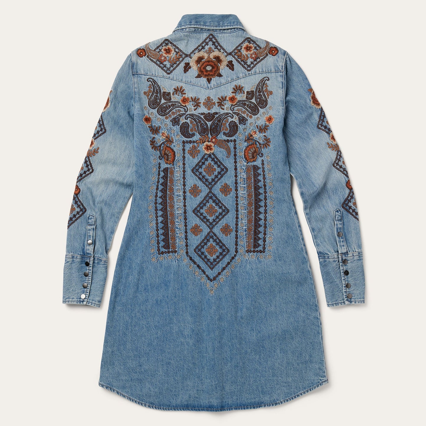 Floral Embroidered Denim Shirt Dress | Stetson Blue