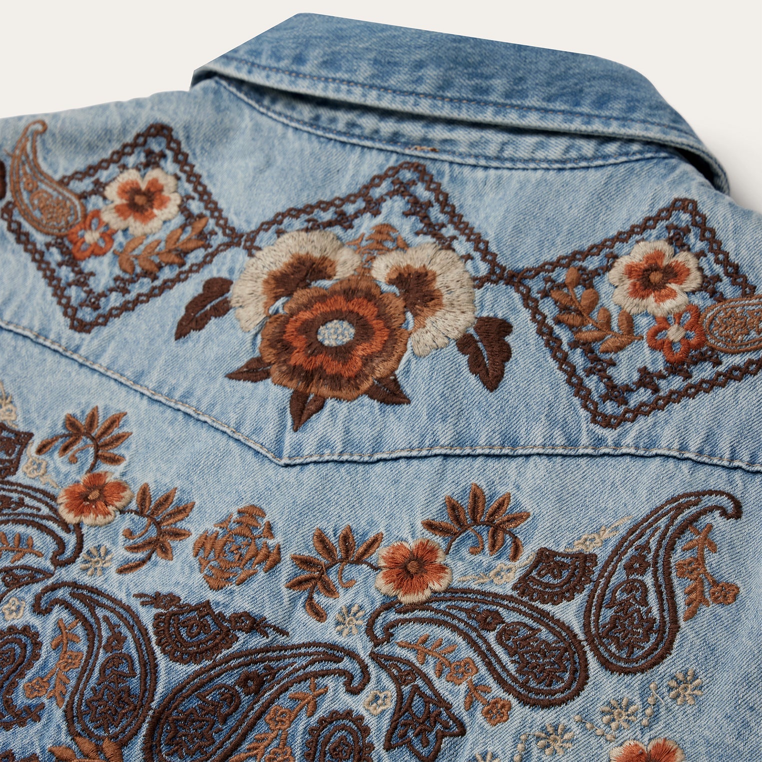 Floral Embroidered Denim Shirt Dress | Stetson Blue