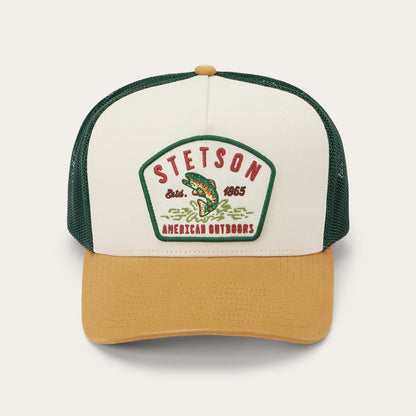 Fishing Patch Trucker Cap | Stetson Off White / Tan / Green
