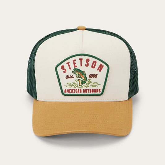 Fishing Patch Trucker Cap | Stetson Off White / Tan / Green