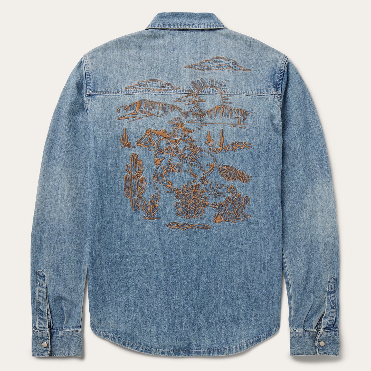 Embroidered Light Denim Shirt | Stetson Blue