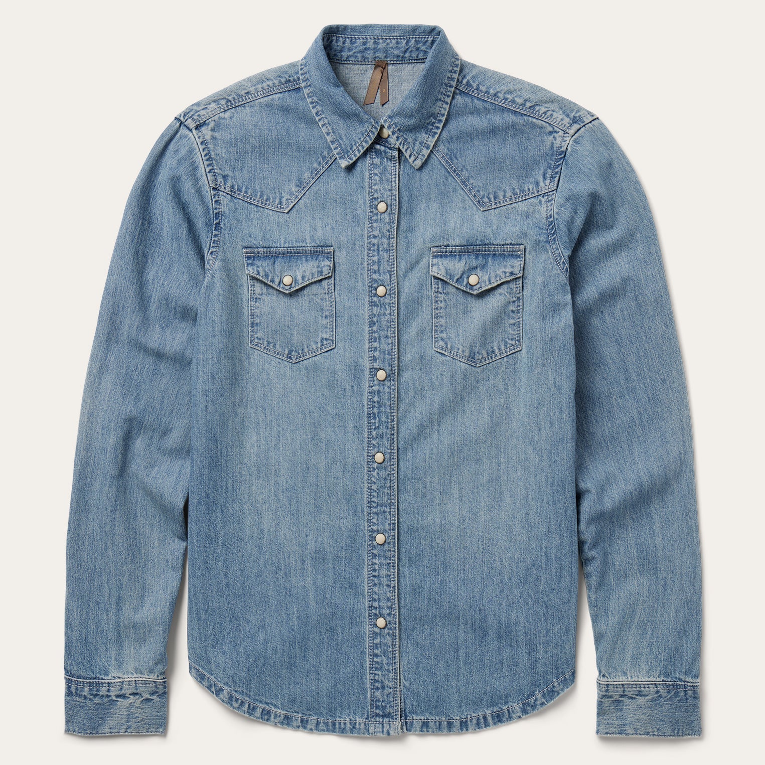 Embroidered Light Denim Shirt | Stetson Blue