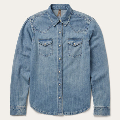 Embroidered Light Denim Shirt | Stetson Blue