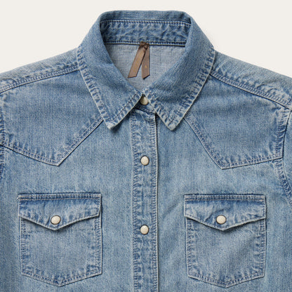 Embroidered Light Denim Shirt | Stetson Blue