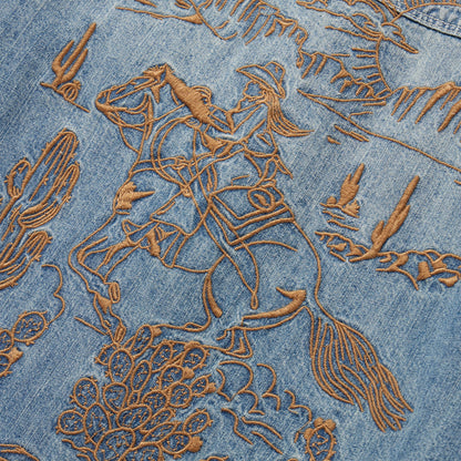 Embroidered Light Denim Shirt | Stetson Blue