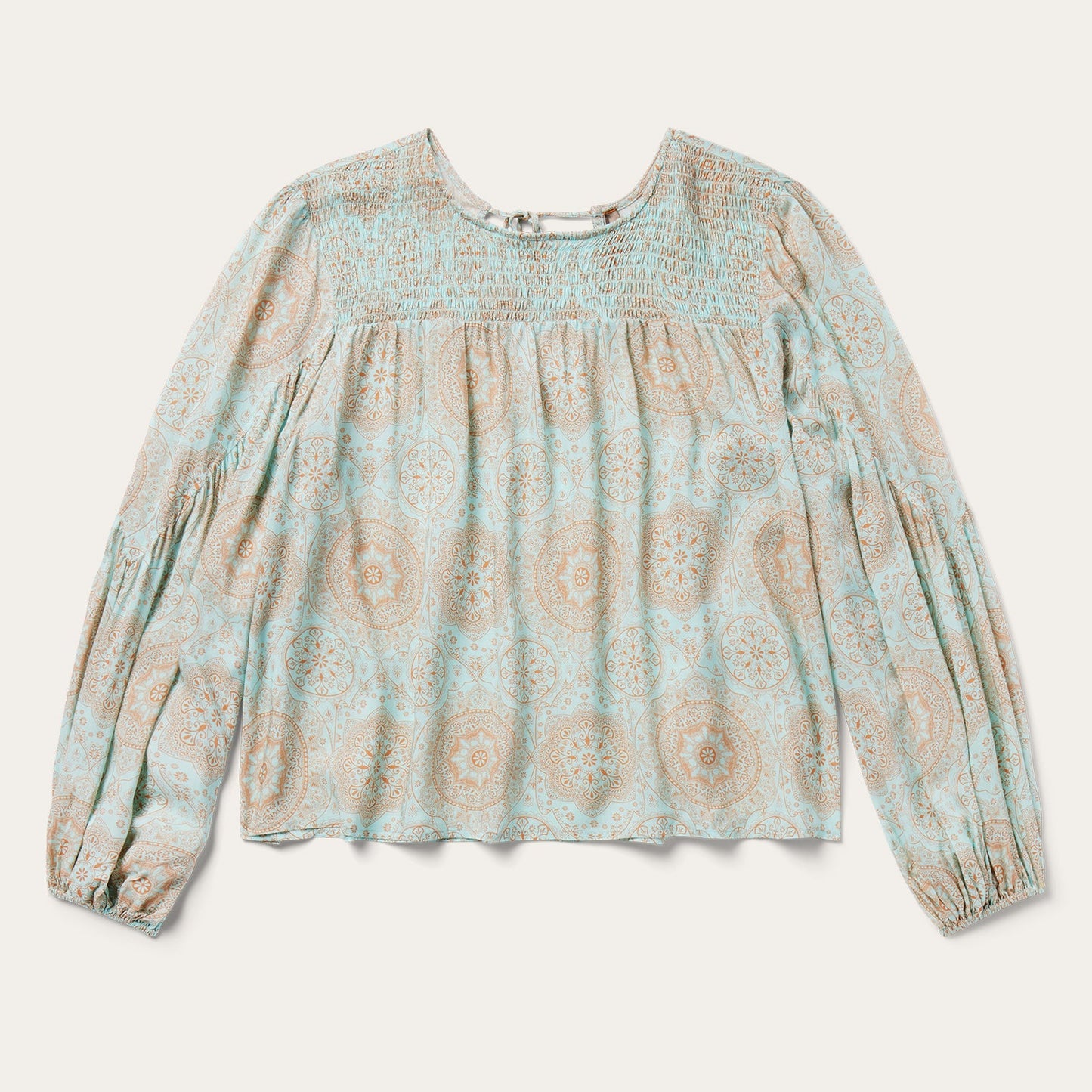 Mandala Print Peasant Blouse | Stetson Blue