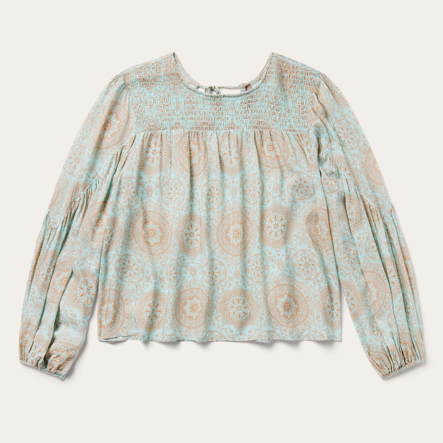 Mandala Print Peasant Blouse | Stetson Blue