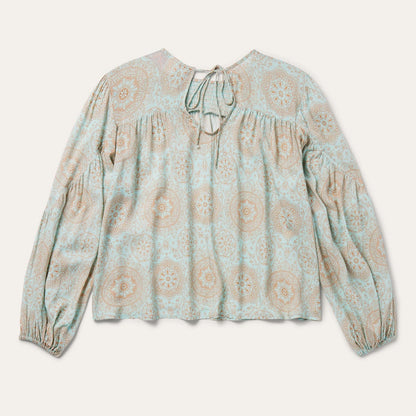 Mandala Print Peasant Blouse | Stetson Blue