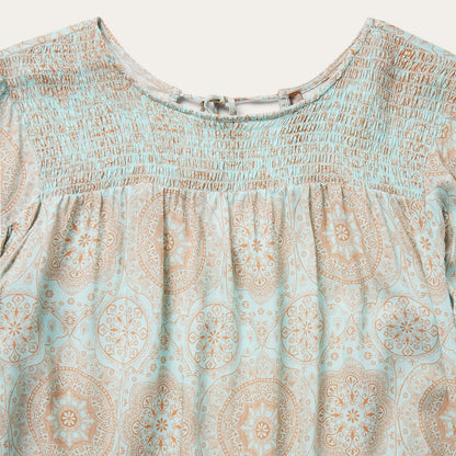 Mandala Print Peasant Blouse | Stetson Blue