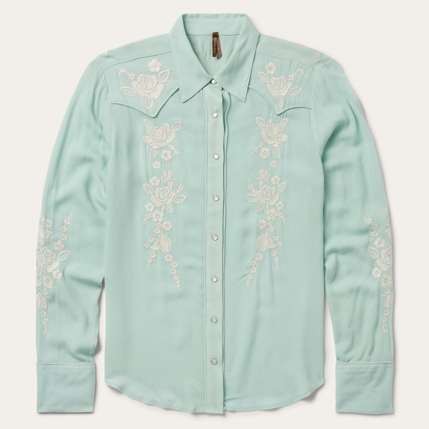 Aqua Crepe Western Shirt | Stetson Blue