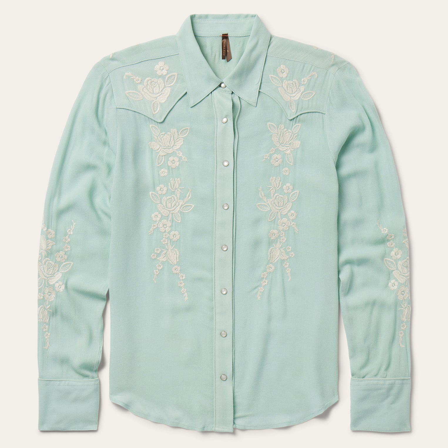 Aqua Crepe Western Shirt | Stetson Blue