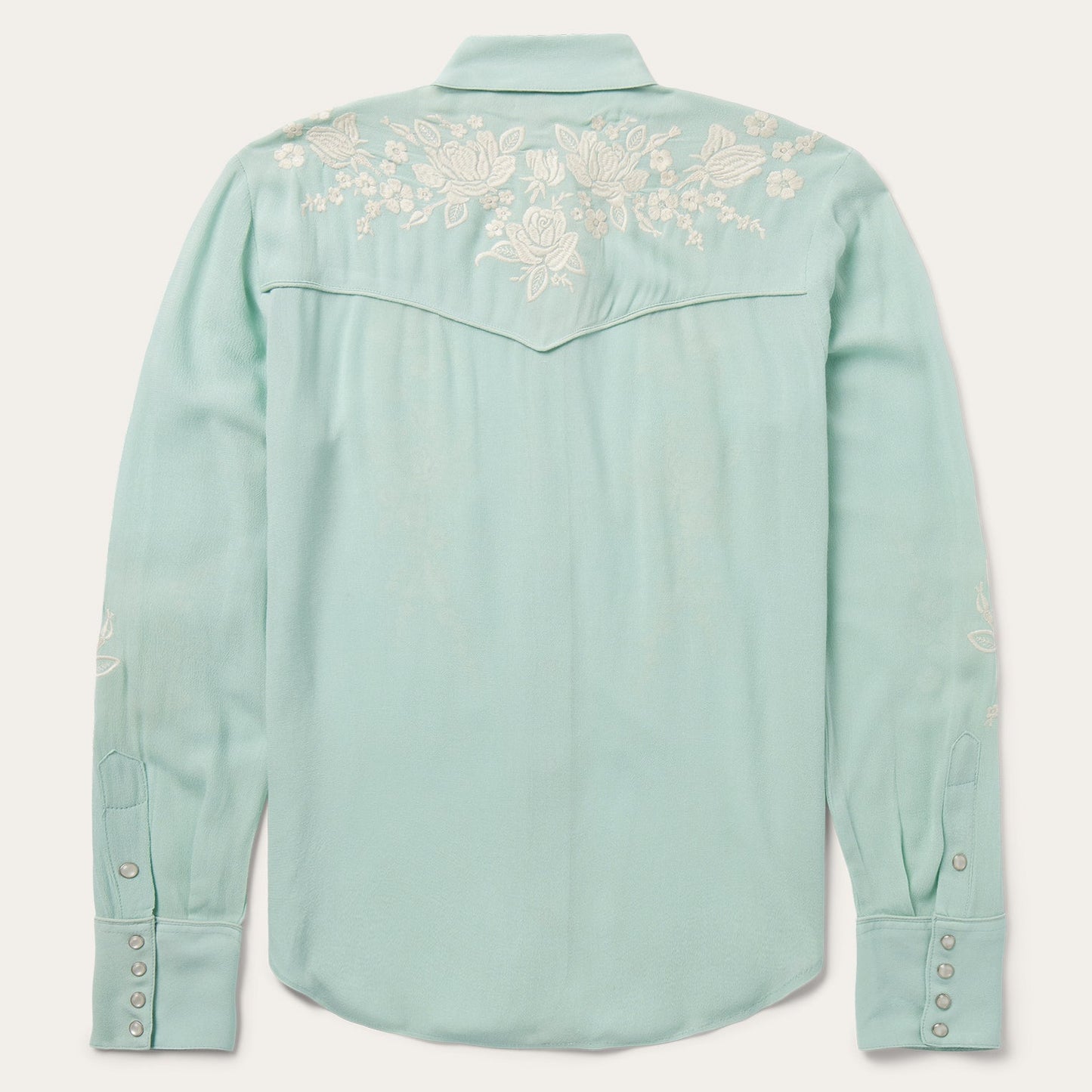 Aqua Crepe Western Shirt | Stetson Blue