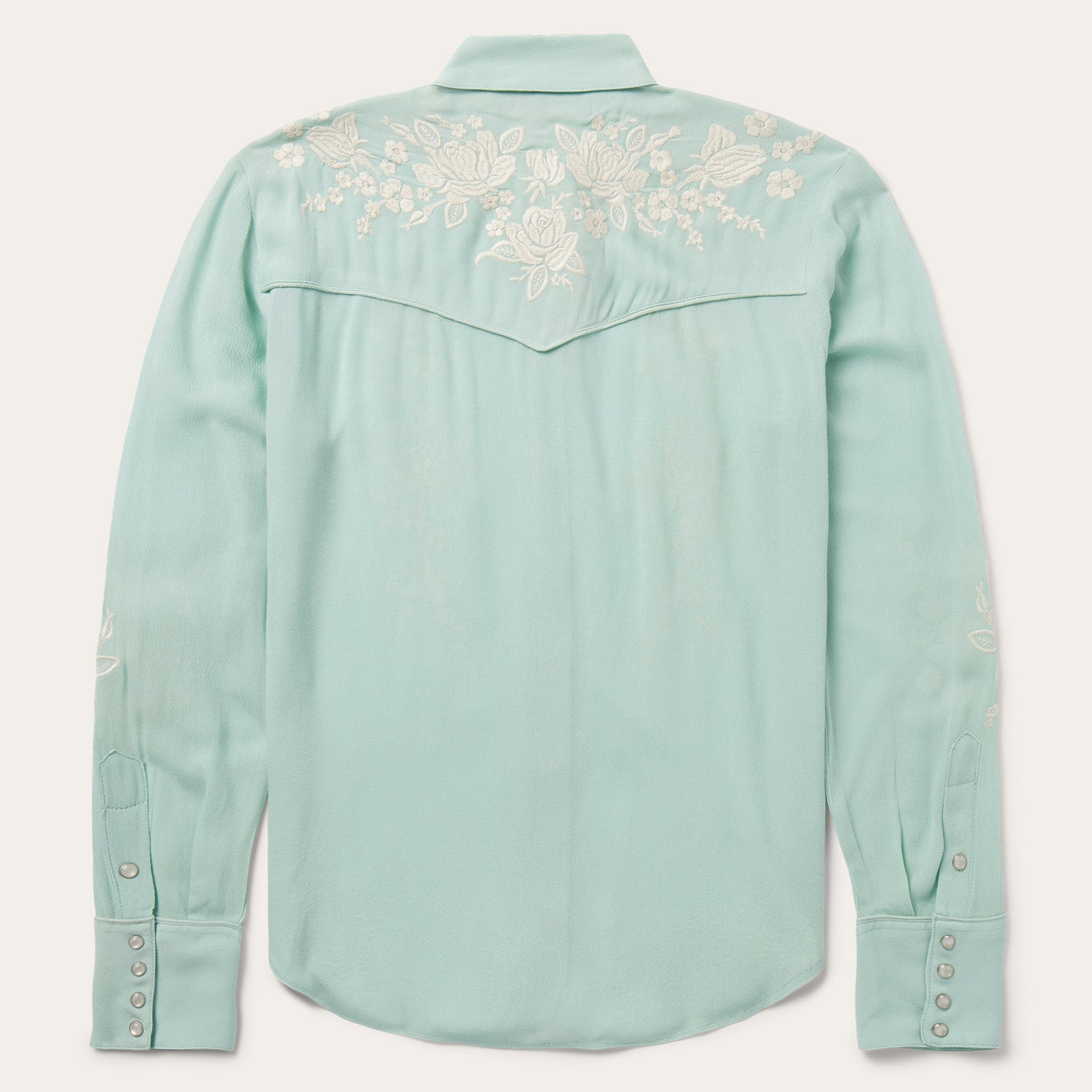 Aqua Crepe Western Shirt | Stetson Blue