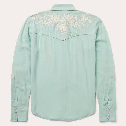 Aqua Crepe Western Shirt | Stetson Blue