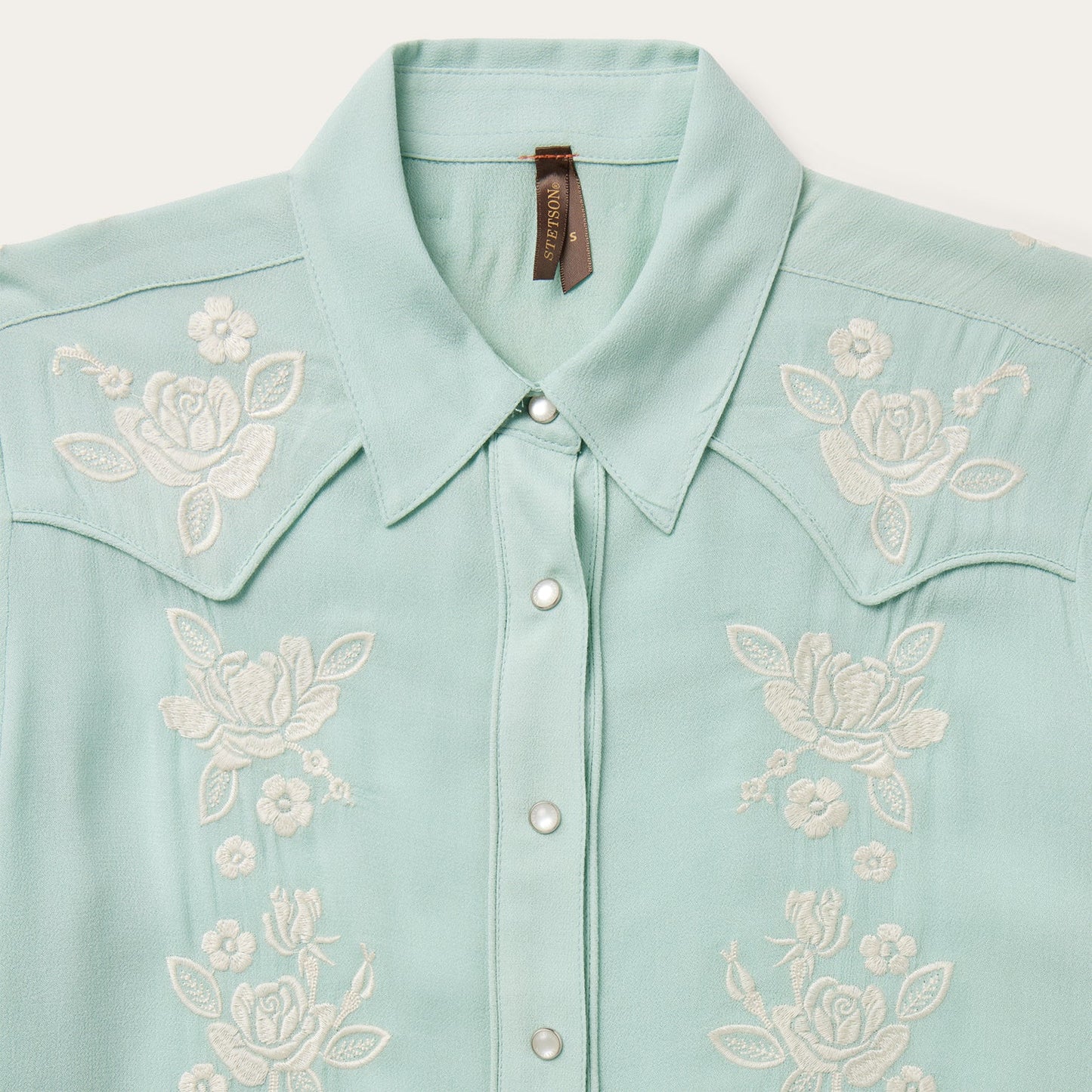 Aqua Crepe Western Shirt | Stetson Blue