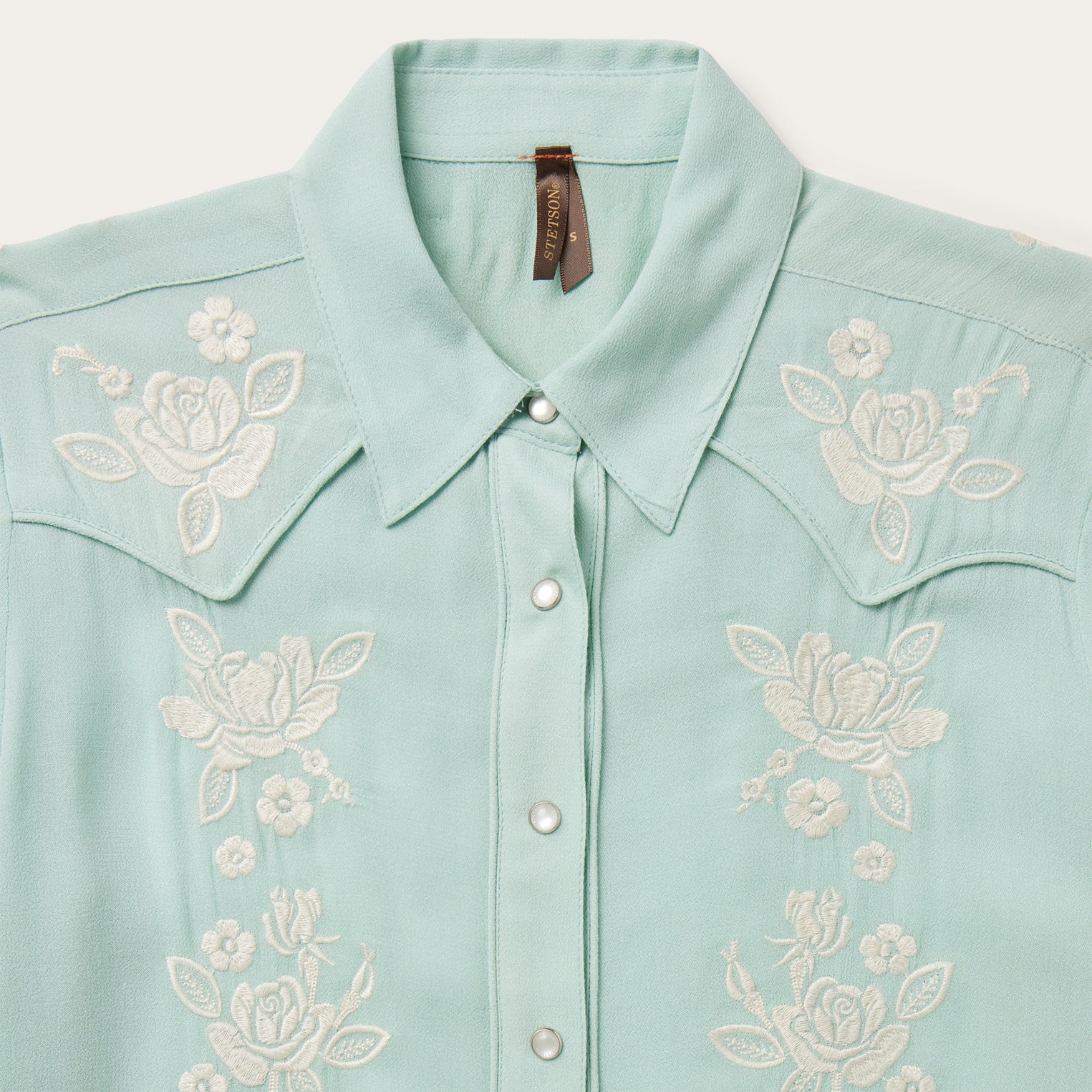 Aqua Crepe Western Shirt | Stetson Blue