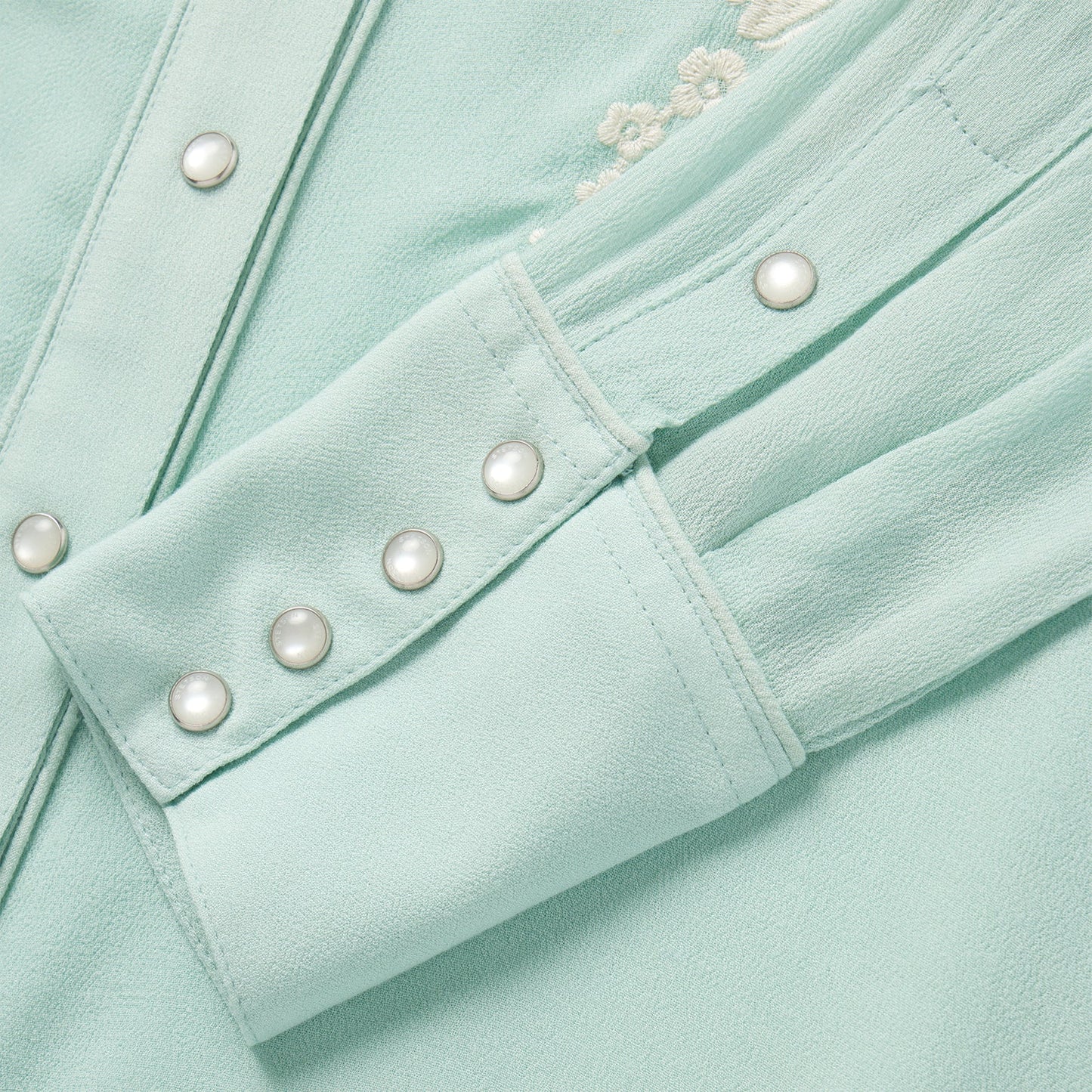 Aqua Crepe Western Shirt | Stetson Blue